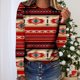 thumbnail image 1 of ICHUANYI Liquidación Mujer Casual Manga Larga Impresión Cuello Redondo Suelta Camiseta Blusa Tops ICHUANYI WER202308253706, 1 of 5