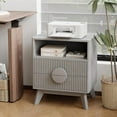 thumbnail image 6 of GarveeHome Fluted Night Stand Set of 1, Wood Tall Nightstands with Charging Station, End Table with 2 Drawers, Oak, 6 of 8
