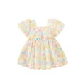 thumbnail image 1 of Wassery Infant Baby Girls Summer Dress Floral Floral Print  Cotton Short Sleeve Square Neck Dress Ruffled Princess A-Lined Party High Waist Dress 9M-2T, 1 of 9