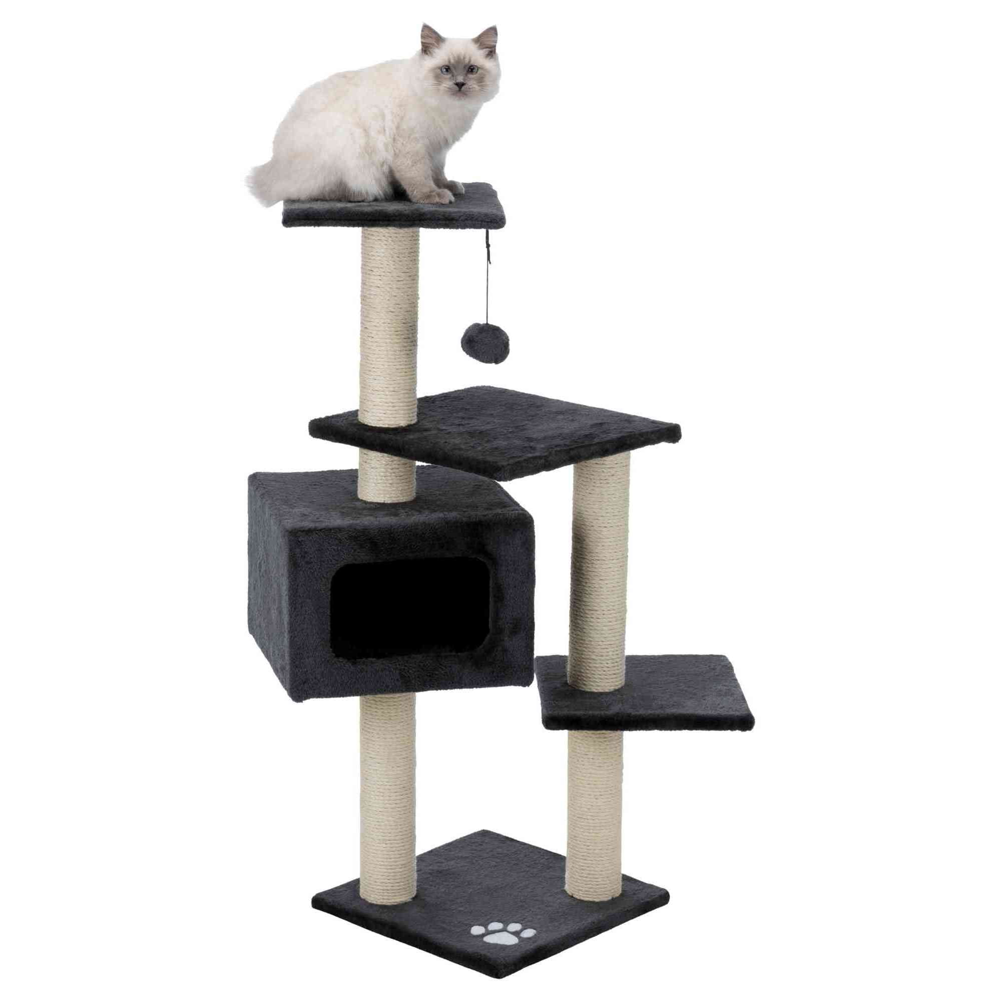 TRIXIE Palamos Plush & Sisal 4-Level 43" Cat Tree with Scratching Posts & Condo, Gray