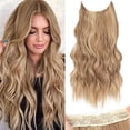 thumbnail image 1 of DssengInvisible Wire Hair Extensions with Transparent Headband Adjustable Size 4 Secure Clips Long Wavy Highlight Hairpiece 20 Inch Balayage Dark Brown to Chestnut for Women, 1 of 7