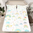 thumbnail image 2 of Manfei Kawaii Rainbow Twin Sheet Sets 3pcs for Boys Girls,Love Heart Stars Print Twin Fitted Sheet Microfiber,Cartoon Cute Breathable Flat Sheet,Super Cozy Room Decor, 2 of 7