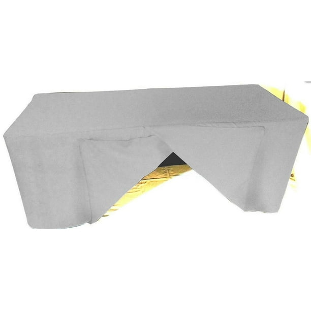 6' ft. Fitted SLIT OPEN BACK Polyester Tablecloth Trade show Table Cover Grey"
