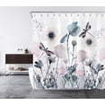 thumbnail image 2 of HVEST Watercolor Flower Shower Curtain,Abstract Black Pink Flowers and Dragonfly on White Background Bathroom Shower Curtain Modern Aesthetics Polyester Fabric Decor Curtain with Hooks, 69X70 inch, 2 of 6