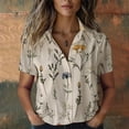 thumbnail image 6 of Womens Spring Summer Shirts Cotton Printed Fashion Casual Short Sleeve Shirts for Women, 6 of 6