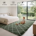 thumbnail image 3 of CozyDesg Shag Area Rugs,8'x10' Soft Fluffy Shaggy Carpet for Living Room,Large Rug for Bedroom Dining Room Home Decor Room Decor,Green & White, 3 of 8