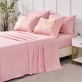 thumbnail image 4 of Gold Metallic Marble King Size Comforter Set,7 Piece Bed in a Bag,Foil Print Glitter Pink Comforter and Sheet Set,All Season Soft Microfiber Complete Bedding Sets(Pink,King), 4 of 7
