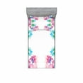 thumbnail image 2 of Ambesonne Abstract Fitted Sheet & Pillow Sham Set, Digital Bridal Flowers, Queen, Multicolor, 2 of 3