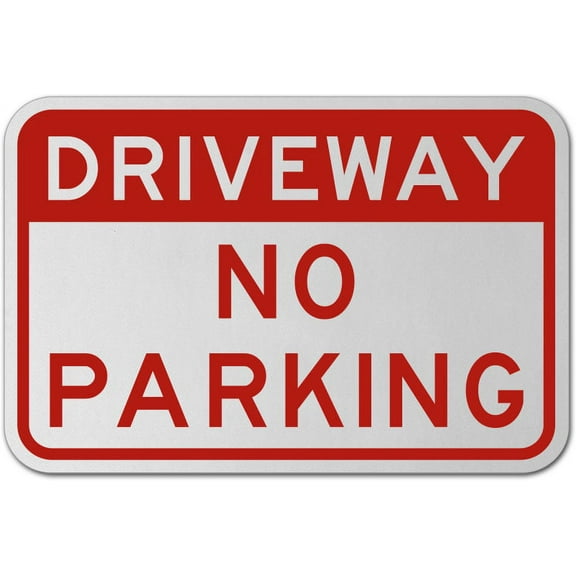 Vinyl Stickers - Driveway No Parking Sign D4 - Safety and Warning Warehouse Signs Stickers - 3.5" x 5" - 3 Pack