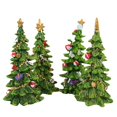 thumbnail image 3 of Transpac Green Holiday Trees - Four Trees 7.0 Inch, Polyresin - Gold Star Decorated Glittered X0269t-Star, 3 of 3