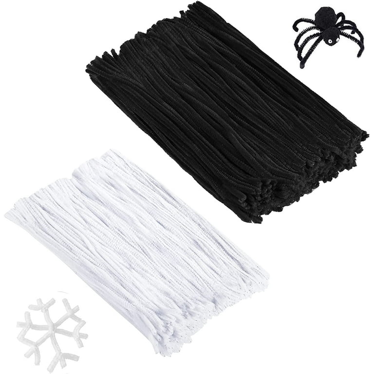 TOCOLES 600pcs Craft Pipe Cleaners, Black Chenille Stems White Pipe Cleaners for DIY Art Craft Decorations (6 mm x 12 inch)