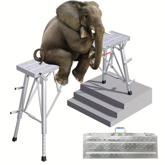 Foldable Scaffolding Work Platform - 15.75-inch Wide Ladder with Thickened Scaffold | Porta Stage Adjusting Height for RV Cleaning & Wall Decor | 1102 lbs Capacity