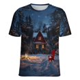 thumbnail image 5 of Christmas Snowman Snow House Women's T-Shirt Short Sleeve T Shirts Tops Tee Ladies Loose T, 5 of 6