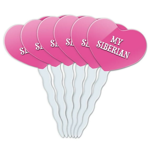 Siberian Heart Love Cupcake Picks Toppers - Set of 6