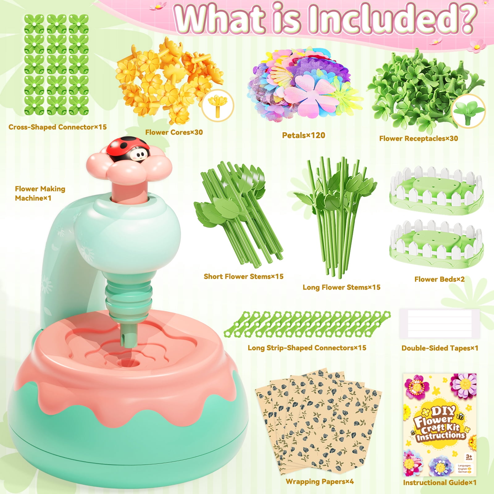 Flower Bouquet Making Kit, DIY Flower Bouquets Craft Toys, Arts & Crafts Educational Activity Set for 4+