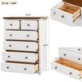 thumbnail image 4 of Wooden Chest with 6 Drawers,Storage Cabinet Dresser Chest of Drawers,Clothes Storage Cabinet Chest of Drawers for Bedroom Living Room,Drawer Dresser Organizers,White+Walnut, 4 of 7