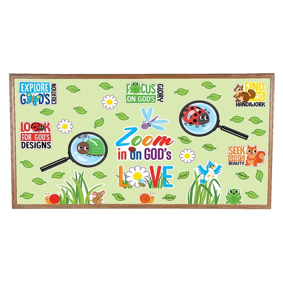 Fun Express Zoom In VBS Classroom Bulletin Board Set - 59 Pieces, Vacation Bible School Supplies
