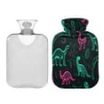 thumbnail image 2 of 2L Hot Water Bottle with Soft Velvet Cover PVC Hot Water Bag for Pain Relief Long-Lasting Warmth Cute Green Dinosaurs, 2 of 8