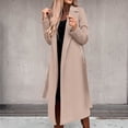thumbnail image 7 of Mnyycxen Women's Wool Blend Trench Coats Lapel Long Sleeve Long Warm Pea Coats Casual Open Front Belted Overcoat, 7 of 7