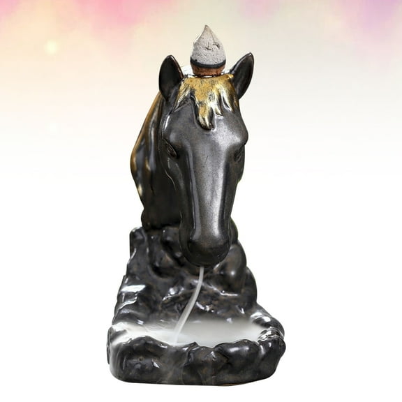 Ceramic Incense Burner,Ceramic Horse Head Incense Burner Backflow Incense Holder Desktop Decoration Craft