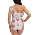 thumbnail image 5 of Cauagu Strawberry Cake Print Women's Sexy One Piece Swimsuits One Shoulder Ruffle Tummy Control Bathing Suit Slimming Swimwear-Medium, 5 of 6