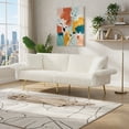 thumbnail image 2 of 79" Corduroy Sofa Bed, Foldable Double Sofa Bed with Folding Armrests, Convertible Couch for Living Room & Small Spaces, White, 2 of 15