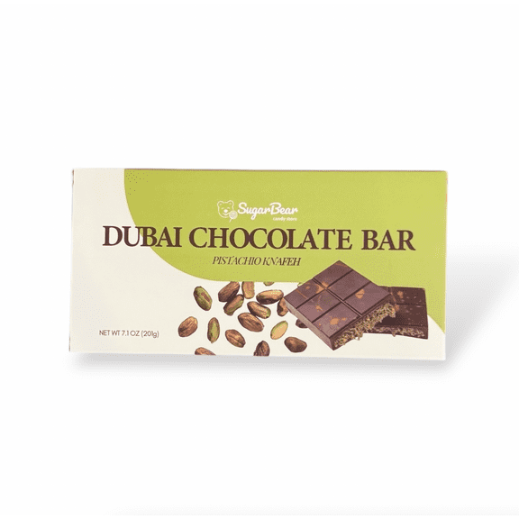 Sugar Bear Candy, Dubai Chocolate Bar Pistachio Knafeh, Chocolate Candy, 7oz, 1 piece