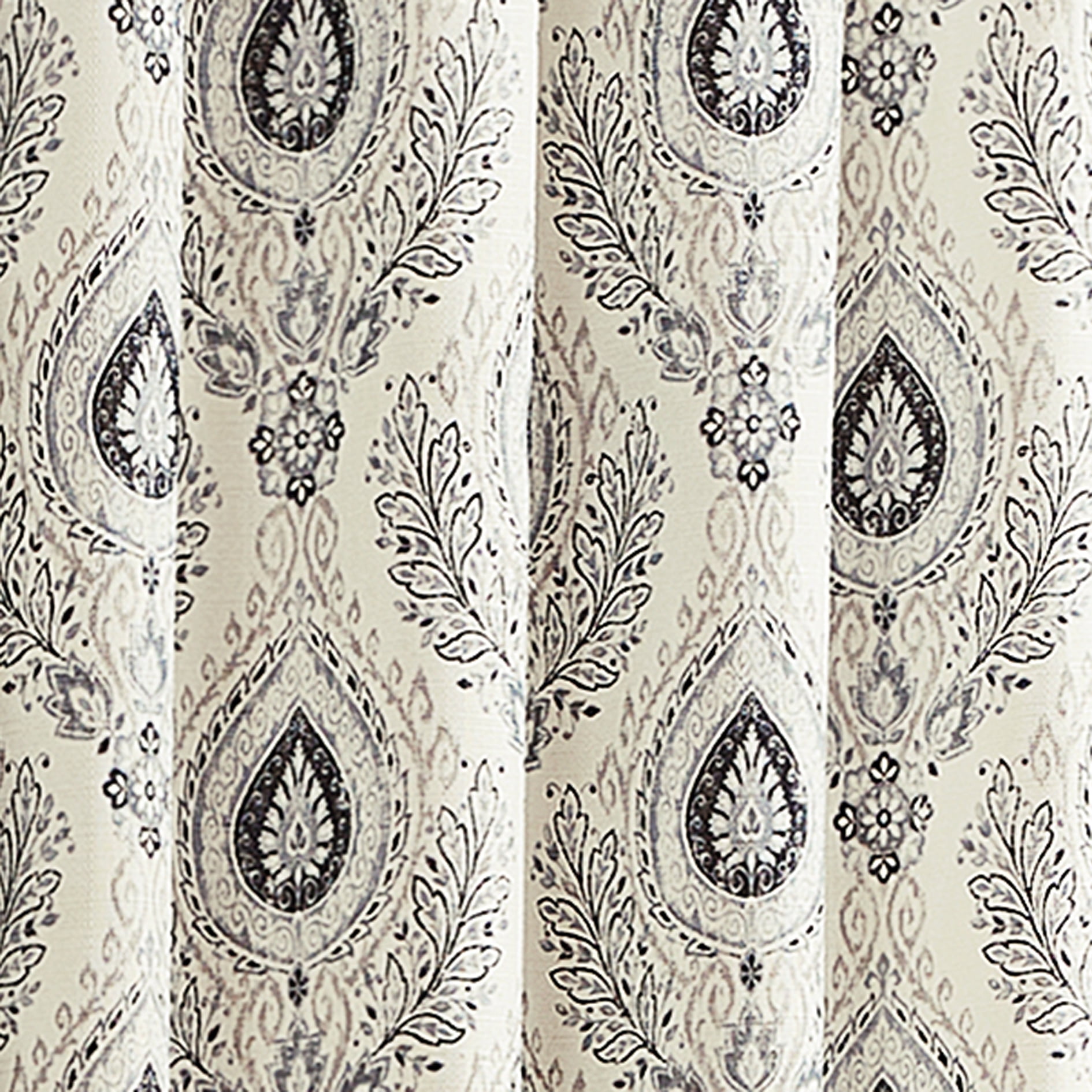Mainstays Southport Light Filtering Rod Pocket Textured Curtain Panel, Set of 2, Charcoal Arabesque, 40” W x 84” L
