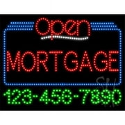 Everything Neon  Mortgage Open with Phone Number Animated LED Sign 24'' Tall x 31'' Wide x 1'' Deep