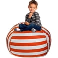 thumbnail image 2 of TOUCH-RICH Stuffed Animal Storage Bean Bag Chair 38” Extra Large Beanbag Cover Only Plush Toys Holder Organizer 100% Cotton Canvas for Kids Child, Orange Stripes, 2 of 6