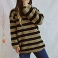 thumbnail image 5 of Women's Oversized Striped Knit Sweater Soft Chunky Pullover with Long Sleeves, Casual Loose Fit, 5 of 5