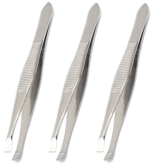 Luxxii (paquete de 3) Pinzas planas - Pinzas planas de acero inoxidable para depilar el cabello y las cejas, cuidado personal (C_FLAT)