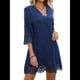 thumbnail image 1 of Vestido Camisero Informal de Verano para Mujer, con Mangas 3/4, Holgado y Holgado Azul XL, 1 of 10