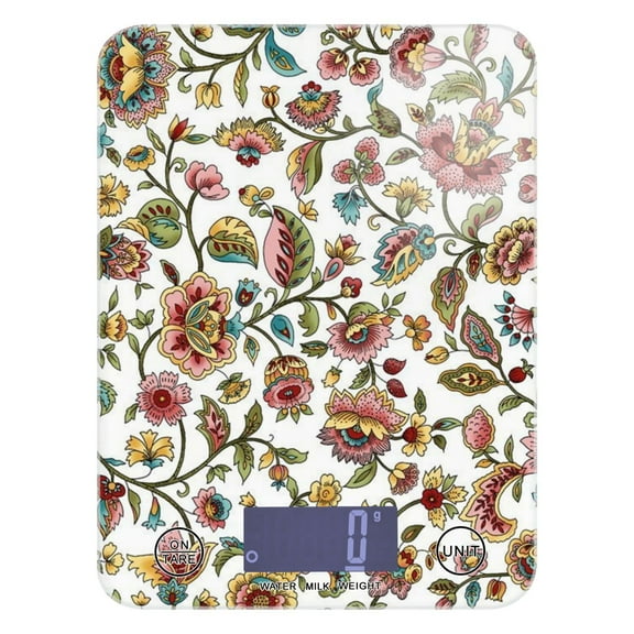 Kitchen Scale Digital Food Scales Grams and Oz Weight for Cooking and Baking Allover Flowers Leaves Retro