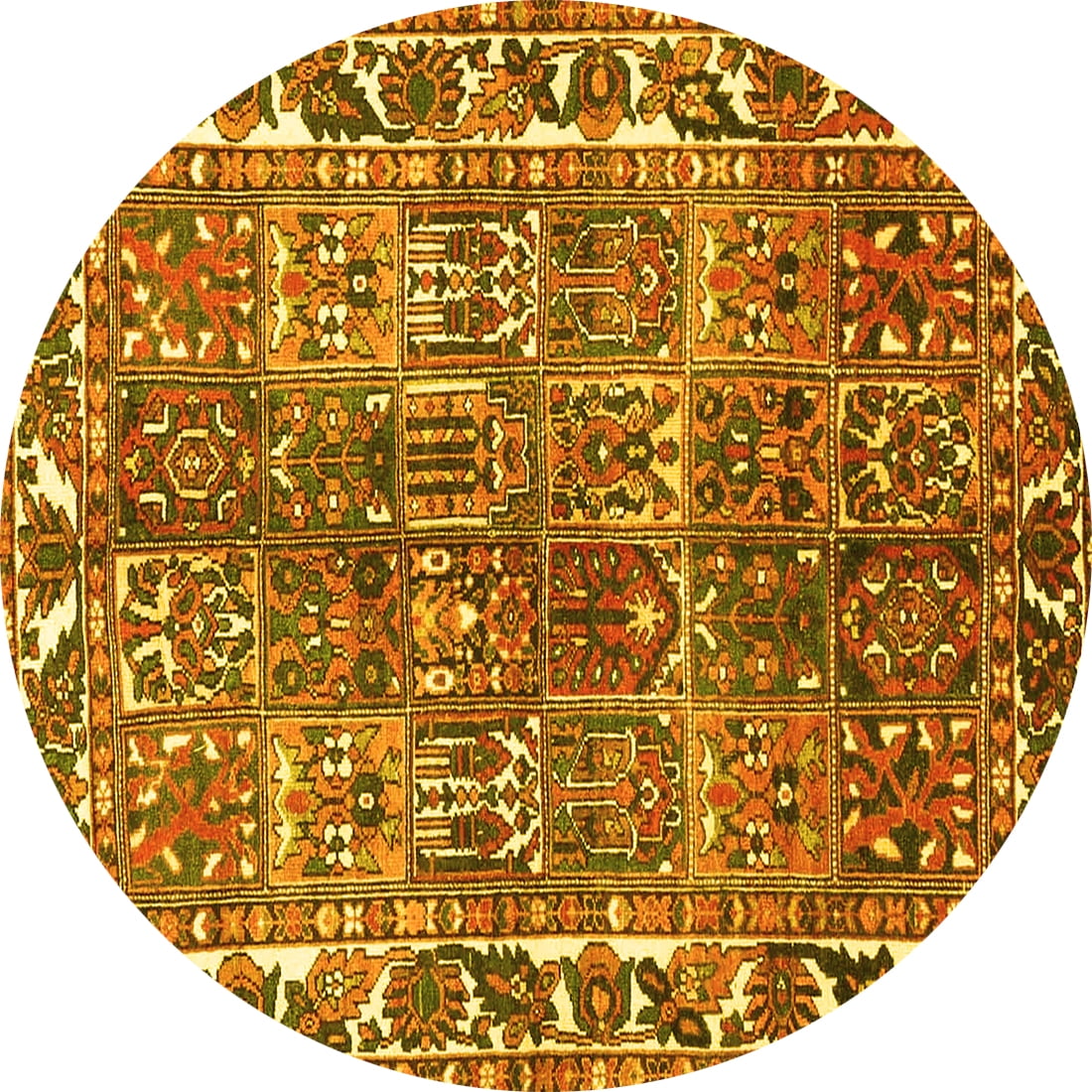 Ahgly Company Indoor Round Persian Yellow Traditional Area Rugs, 4 ...