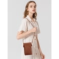 thumbnail image 4 of TSV Woven Small Crossbody Bag, PU Leather Cell Phone Bag with Adjustable Strap, Brown, 4 of 6