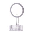 thumbnail image 1 of LED Lighted Makeup Mirror with 10x Magnifying Spot, Touch Screen Dimming, 90° Rotation, Detachable Design & Storage Compartment - Pink ABS-Glass Construction, 26 LED Bulbs, Battery-Operated, 1 of 7