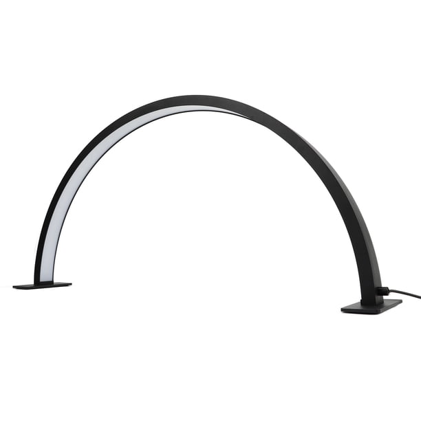 Luz liderado de medios luna 35W 28 Pulgadas Aleació de aluminio medios regulables Luna lámpara de escrito para ermas cuidado de la piel manicura negros
