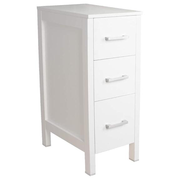 12" Bathroom Vanity Side Cabinet Floor Freestanding Cabinet W/3 Drawers & Wood Frame, Space Saver Storage Organizer for Bathroom (White)