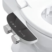GOLDLEMON Non-Electric Bidet Attachment for Toilet, Ultra-Slim Bidet Toilet Seat with Dual Knobs for Precise Pressure Control, 3 Cleaning Modes: Feminine, Posterior & Self-Cleaning Nozzle, Brass