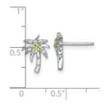 thumbnail image 2 of Ss Rhodium Plated Polished and Grooved Peridot And Wt Palm Tree Post Earrings 12.3x8.9mm Wide Stud Earring for Women, 2 of 2