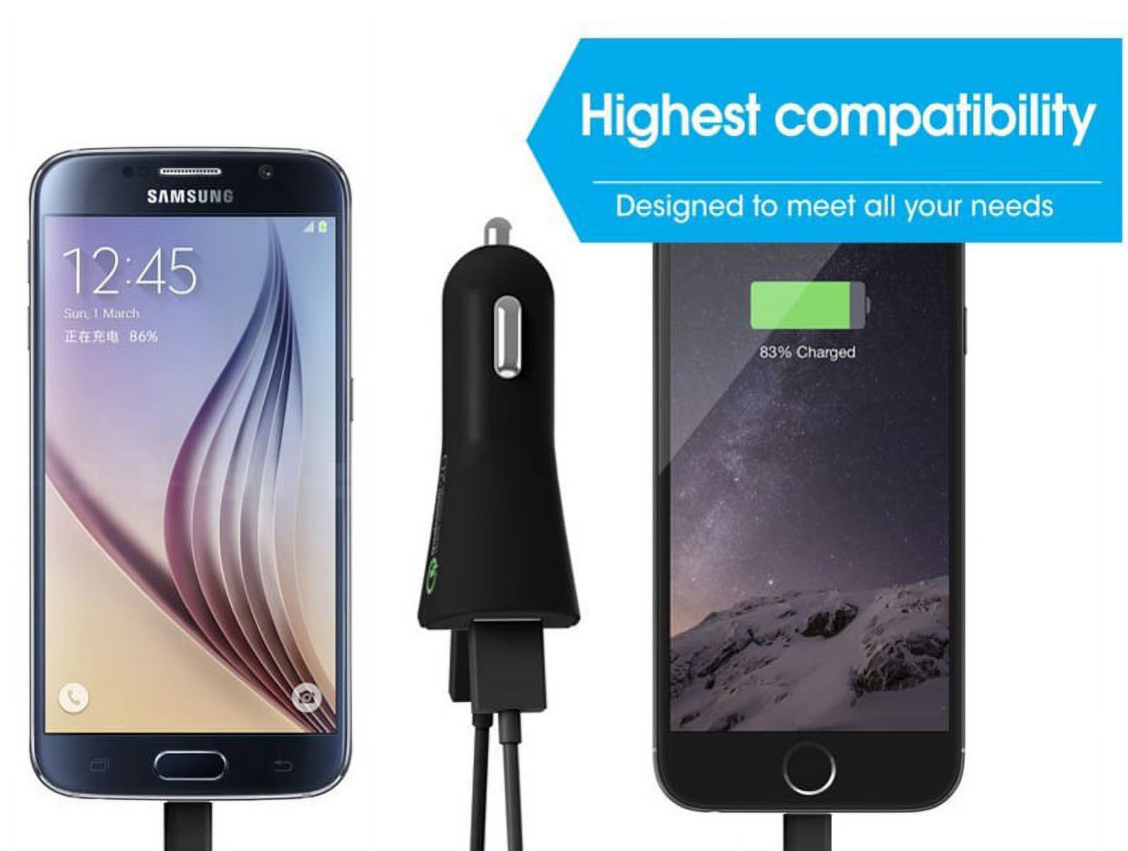 Type-C Retractable USB Cable w 2-Port USB 30W Fast Car Charger L2X for Acer Liquid Jade Primo - Alcatel PulseMix, 7, Idol 5S 5 4S - ASUS Zenfone V Live, ROG Phone, AR 6 5z 4 Pro