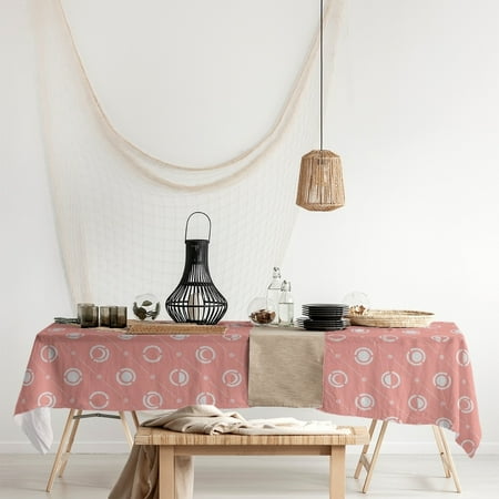 

ArtVerse Pastel Moon Phases Pattern Rectangle Tablecloth - 58 x 102 Red & White