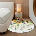thumbnail image 2 of Spring Flower Round Area&nbsp;Rug 5ft Watercolor Yellow Sunflower Purple Floral Green Leaf Plant Non-Slip&nbsp;Washable Circle Rugs Soft Felt Indoor Floor Mat for Bedroom Kitchen Living Room Bathroom, 2 of 9