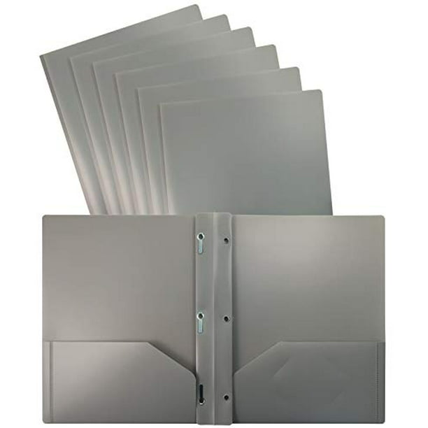 Better Office Products Gray Plastic 2 Pocket Folders with Prongs, 24 ...