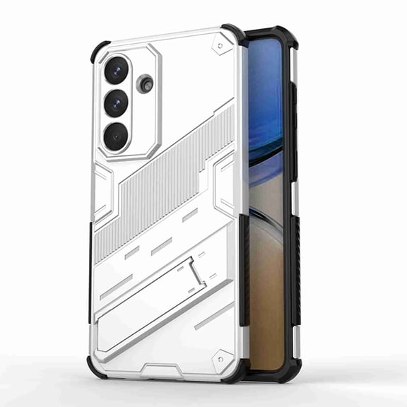 Dteck for Samsung Galaxy S26 with Invisible Kickstand, Shockproof Heavy Duty TPU PC Hard Slim Back Protective Cover for Men Women, Silver