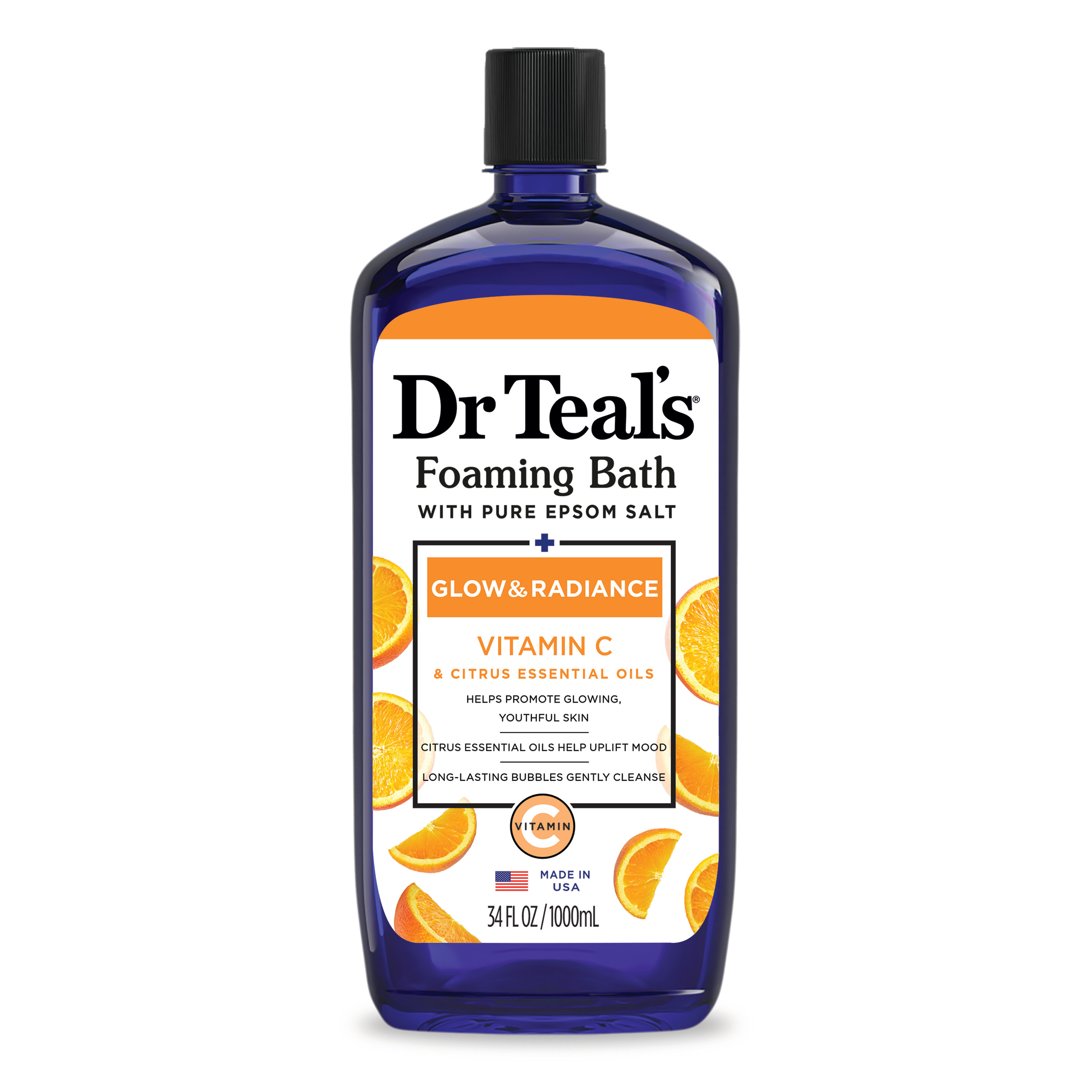 Dr Teal's Foaming Bath with Pure Epsom Salt, Glow & Radiance with Vitamin C & Citrus Essential