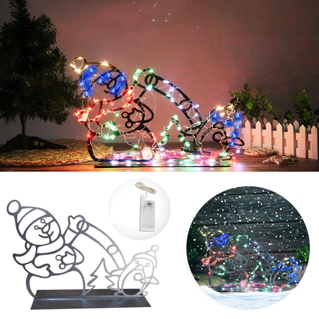 Fiudx Letrero Navideño de Muñeco de Nieve Diy, Decoración para Jardín Al Aire Libre, Escena de Pelea de Bolas de Nieve Brillante, Luces de Colores, Regalo Navideño Único, Uso Interior/Exterior, Tamañ