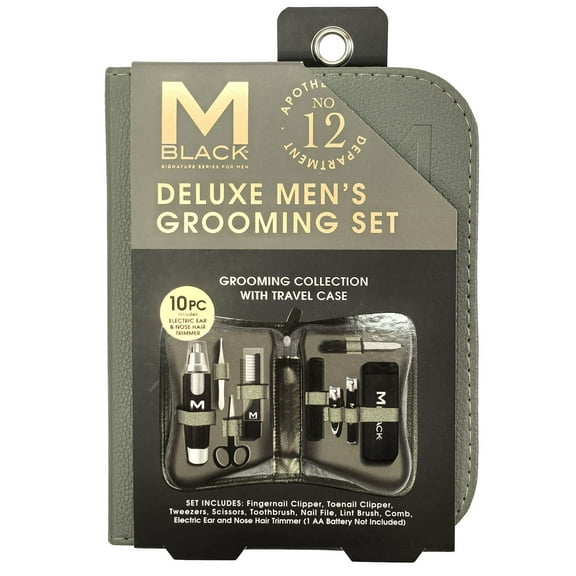 M Black Mens Grooming Kit, Green, 10 Piece