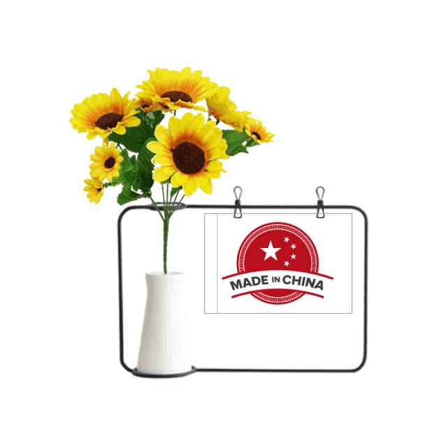 en china emblema estrellas chino tarjeta de bendición de jarrón de girasol artificial